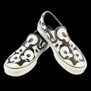 Vans Slip-On Canvas Shoes,Sz 5.0 Mn/6.5 Wm Glow In Dark Alien Blk/White Print
